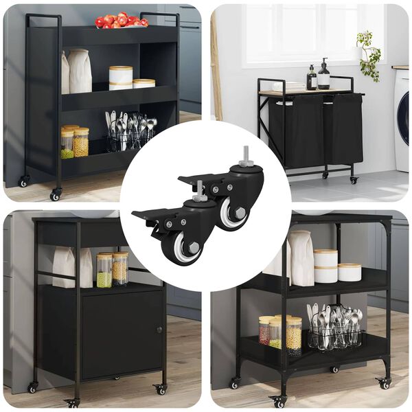 vidaXL Kolečka 2 pcs Čern&aacute; M6 x 37 mm Železo a nylon