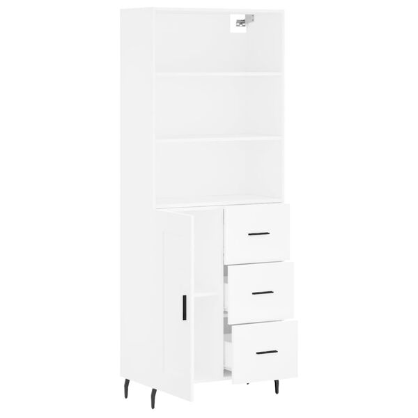 vidaXL Skř&iacute;ň highboard b&iacute;l&aacute; 69,5 x 34 x 180 cm kompozitn&iacute; dřevo
