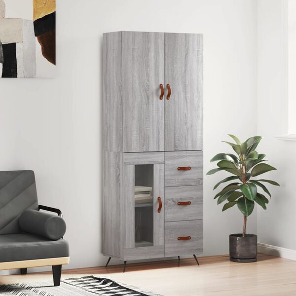 vidaXL Skř&iacute;ň highboard &scaron;ed&aacute; sonoma 69,5 x 34 x 180 cm kompozitn&iacute; dřevo