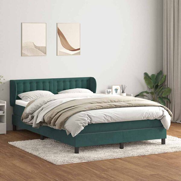 vidaXL Box spring postel s matrac&iacute; tmavě zelen&aacute; 140x220 cm samet