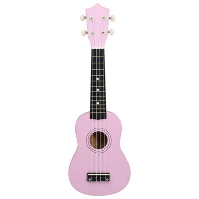 vidaXL Set soprano ukulele s obalem pro děti růžové 21"