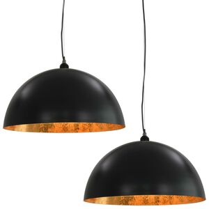vidaXL Stropn&iacute; sv&iacute;tidla 2 ks černo-zlat&aacute; polokulov&aacute; 50 cm E27