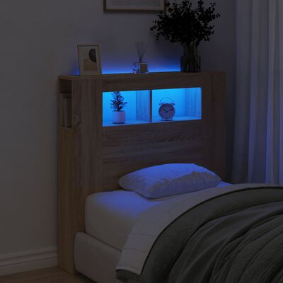 vidaXL Čelo postele s LED dub sonoma 100 x 18,5 x 103,5 cm kompozit