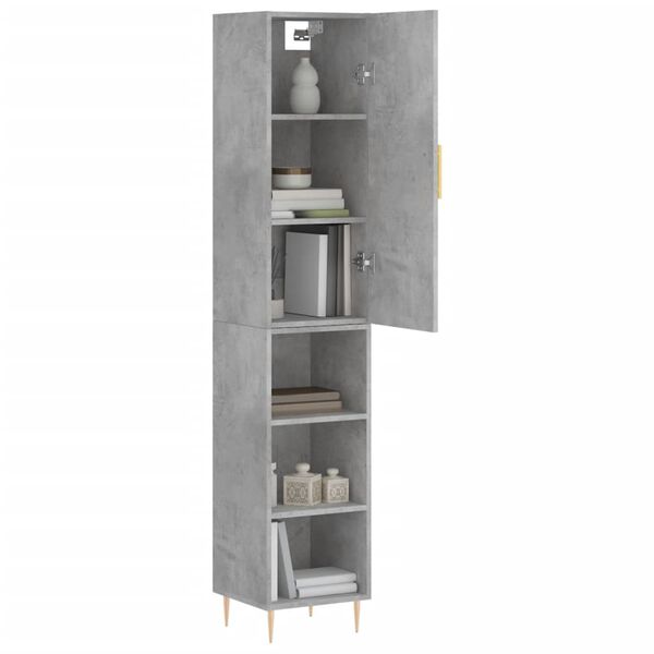 vidaXL Skř&iacute;ň highboard betonově &scaron;ed&aacute; 34,5x34x180 cm kompozitn&iacute; dřevo