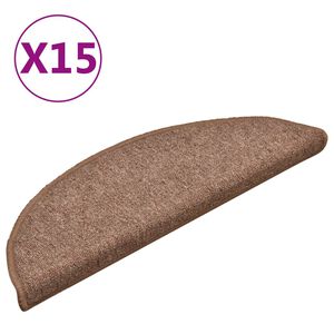 vidaXL Kobercov&eacute; n&aacute;&scaron;lapy na schody 15 ks hněd&eacute; 56 x 17 x 3 cm