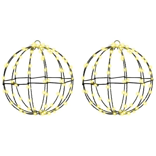 vidaXL Koule s 192 LED diodami 2 pcs Tepl&aacute; b&iacute;l&aacute; 30 x 30 x 32 cm kov