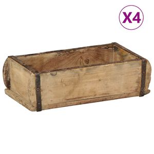 vidaXL Podnos 4 pcs Hněd&aacute; 30 x 15 x 9 cm Masivn&iacute; obnovovan&eacute; dřevo
