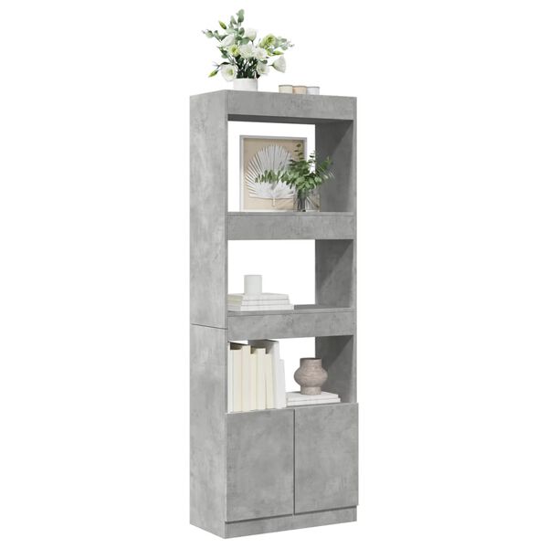 vidaXL Skř&iacute;ň highboard betonově &scaron;ed&aacute; 63 x 33 x 180 cm kompozitn&iacute; dřevo