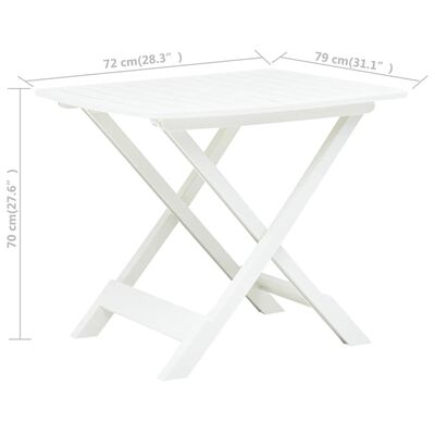 vidaXL Skládací zahradní stůl bílý 79 x 72 x 70 cm plast