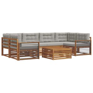 vidaXL Venkovn&iacute; pohovkov&aacute; souprava 7 pcs Př&iacute;rodn&iacute; a světle &scaron;ed&aacute;