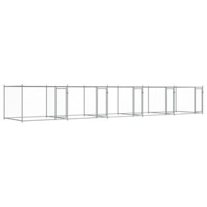 vidaXL Klec pro psy s dv&iacute;řky &scaron;ed&aacute; 10 x 2 x 1,5 m pozinkovan&aacute; ocel