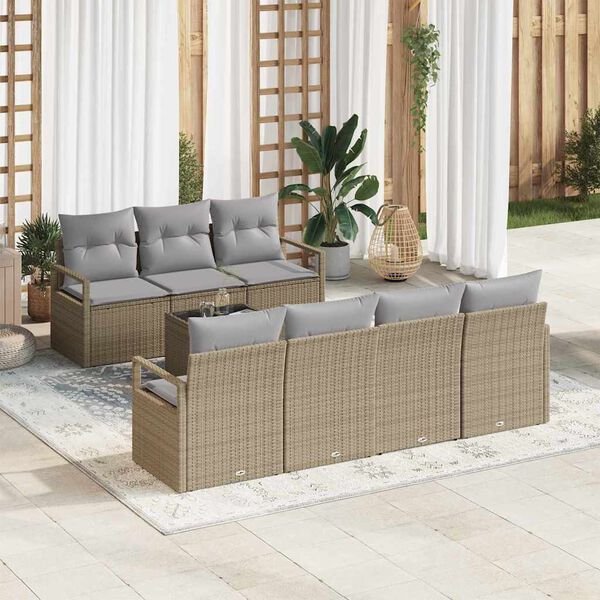 vidaXL Sada zahradn&iacute;ch pohovek 8 pcs Beige, &scaron;ed&aacute; 55 x 55 x 37 cm
