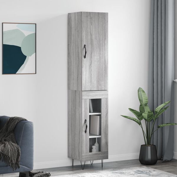 vidaXL Skř&iacute;ň highboard &scaron;ed&aacute; sonoma 34,5 x 34 x 180 cm kompozitn&iacute; dřevo