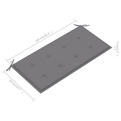 vidaXL Zahradní lavice s šedou poduškou 112 cm masivní teak