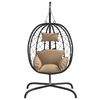 vidaXL Závěsné křeslo ve tvaru vejce s polštářem, taupe, polyratan a ocel