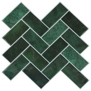 vidaXL Dlaždice vzoru ryb&iacute; kosti 20 ks Tmavě zelen&aacute; 30 x 30 cm