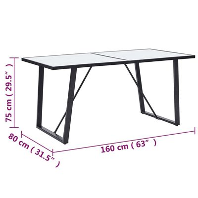 vidaXL Jídelní stůl bílý 160 x 80 x 75 cm tvrzené sklo