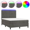 vidaXL Box spring postel s matrac&iacute; a LED tmavě &scaron;ed&aacute; 140x200 cm samet