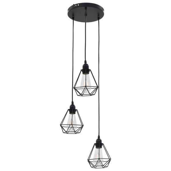 vidaXL Stropní lampa s diamantovým designem černá 3 x žárovka E27