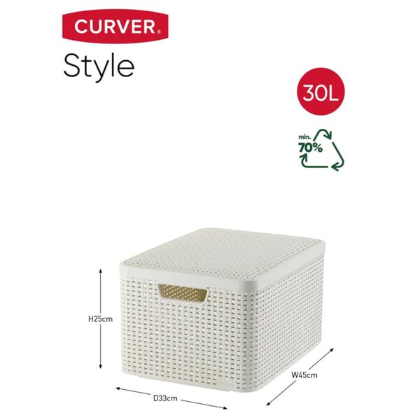 Curver Úložný box s víkem Style L 30 l krémově bílý