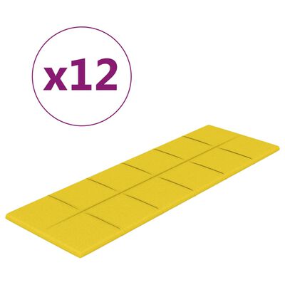vidaXL Nástěnné panely 12 ks světle žluté 90x30 cm textil 3,24 m²