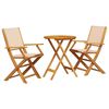 vidaXL 3d&iacute;ln&yacute; bistro set b&eacute;žov&yacute; textil a masivn&iacute; dřevo