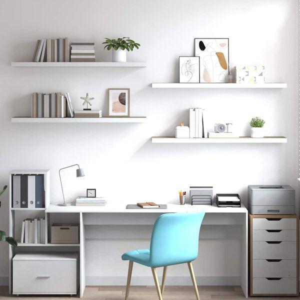 vidaXL Plovouc&iacute; n&aacute;stěnn&eacute; police 4 ks dub a b&iacute;l&eacute; 120x23,5x3,8 cm MDF