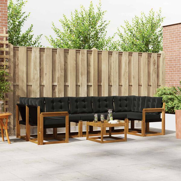 vidaXL Venkovn&iacute; pohovkov&aacute; souprava s pol&scaron;t&aacute;řem 8 pcs Přirozen&aacute; a čern&aacute;