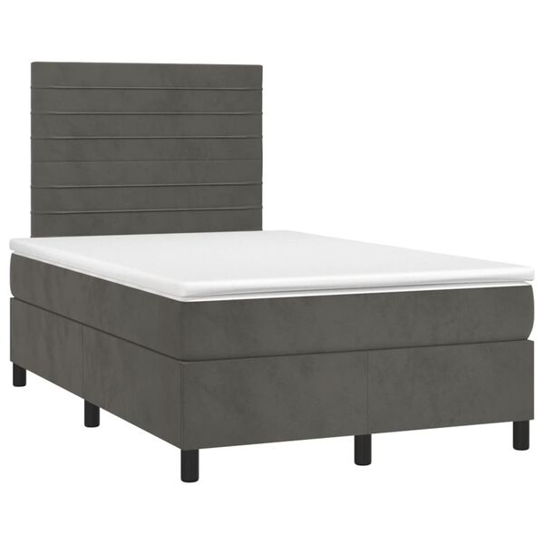 vidaXL Box spring postel s matrac&iacute; tmavě &scaron;ed&yacute; 120x190 cm samet