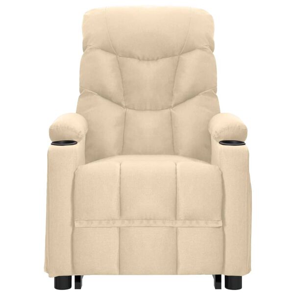 vidaXL Zvedací masážní křeslo krémové textil