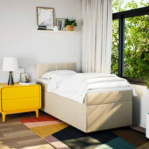 vidaXL Box spring postel s matrac&iacute; kr&eacute;mov&aacute; 80 x 200 cm textil