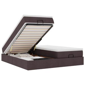 vidaXL Osmansk&yacute; r&aacute;m postele s matrac&iacute; tmavě hněd&aacute; 200x200cm textil