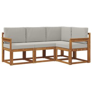 vidaXL Venkovn&iacute; pohovkov&aacute; souprava 4 pcs Př&iacute;rodn&iacute; a světle &scaron;ed&aacute;