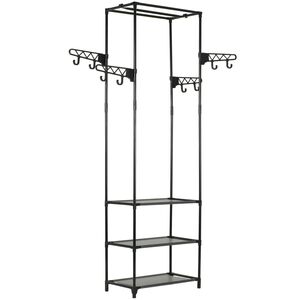 vidaXL Stojan na oblečen&iacute; ocel a netkan&aacute; textilie 55x28,5x175 cm čern&yacute;