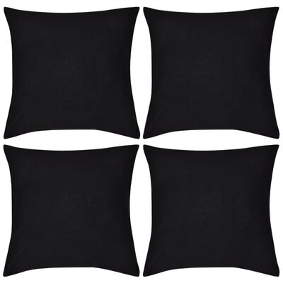 4 černé povlaky na polštářky bavlna 50 x 50 cm