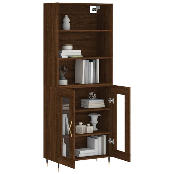 vidaXL Skř&iacute;ň highboard hněd&yacute; dub 69,5 x 34 x 180 cm kompozitn&iacute; dřevo
