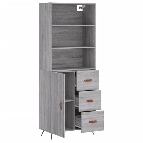 vidaXL Skř&iacute;ň highboard &scaron;ed&aacute; sonoma 69,5 x 34 x 180 cm kompozitn&iacute; dřevo