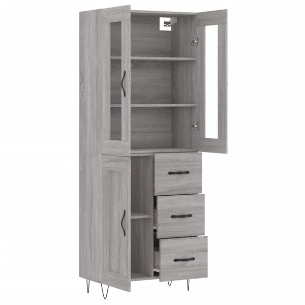 vidaXL Skř&iacute;ň highboard &scaron;ed&aacute; sonoma 69,5 x 34 x 180 cm kompozitn&iacute; dřevo
