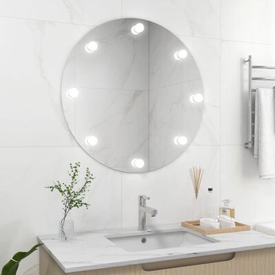 vidaXL Nástěnné zrcadlo bez rámu s LED osvětlením kulaté sklo