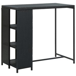 vidaXL Barov&yacute; stolek s &uacute;ložn&yacute;m reg&aacute;lem čern&yacute; 120x60x110 cm polyratan