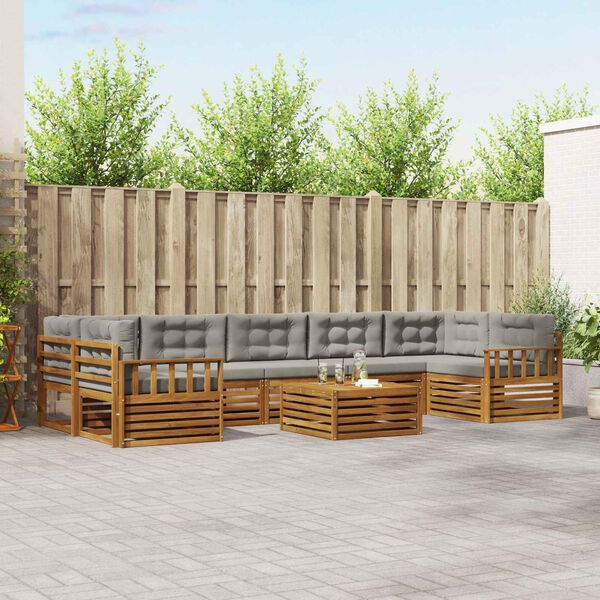 vidaXL Venkovn&iacute; pohovkov&aacute; souprava 8 pcs Př&iacute;rodn&iacute; a světle &scaron;ed&aacute;