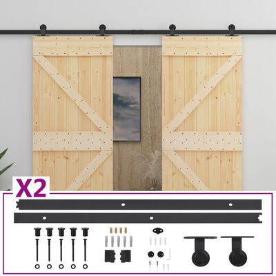 vidaXL Posuvné dveře se setem kování 90 x 210 cm masivní borové dřevo