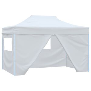 vidaXL Skl&aacute;dac&iacute; party stan se 3 stěnami 3 x 4,5 m b&iacute;l&yacute;