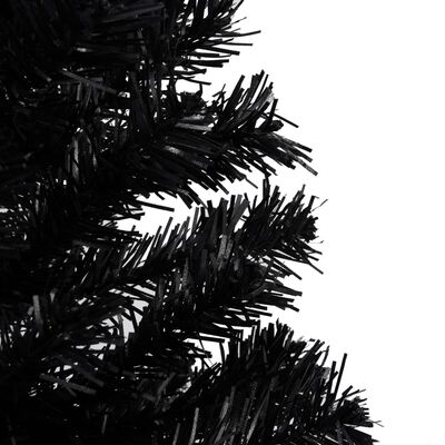 vidaXL Vánoční stromek s LED osvětlením a stojanem černý 210 cm PVC