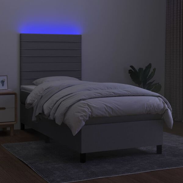 vidaXL Box spring postel s matrac&iacute; a LED světle &scaron;ed&aacute; 80x200 cm textil
