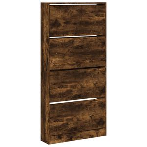 vidaXL Botn&iacute;k se 4 v&yacute;klopn&yacute;mi z&aacute;suvkami kouřov&yacute; dub 80 x 21 x 163,5 cm