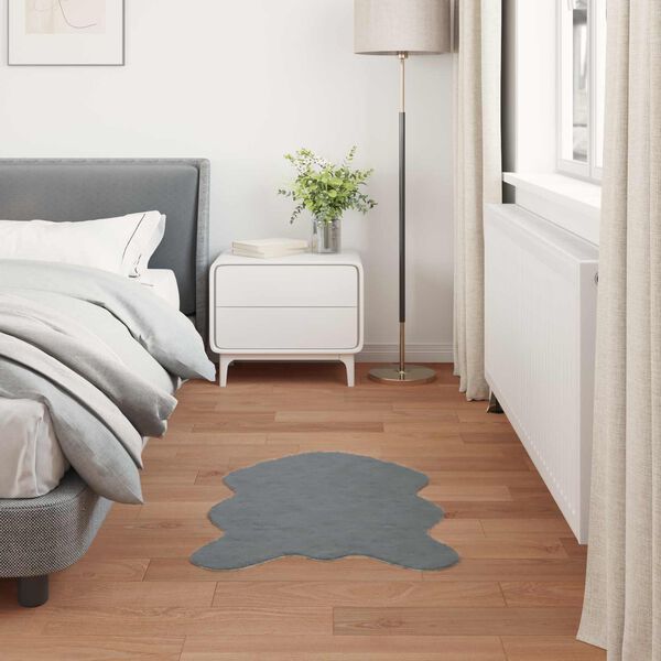 vidaXL Koberec z uměl&eacute; kr&aacute;lič&iacute; kože&scaron;iny Olite Antracit 60 x 90 cm