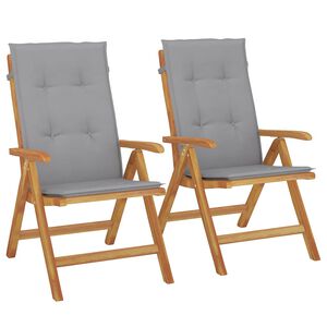 vidaXL Skl&aacute;dac&iacute; polohovac&iacute; křesla s pol&scaron;t&aacute;ři 2 ks, masivn&iacute; teak