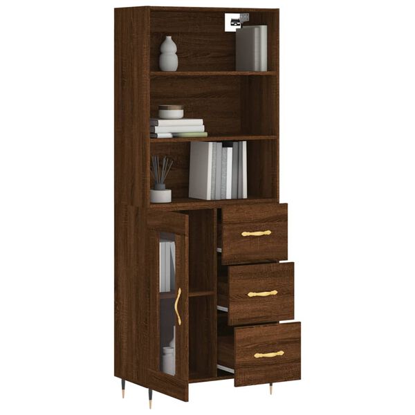 vidaXL Skř&iacute;ň highboard hněd&yacute; dub 69,5 x 34 x 180 cm kompozitn&iacute; dřevo