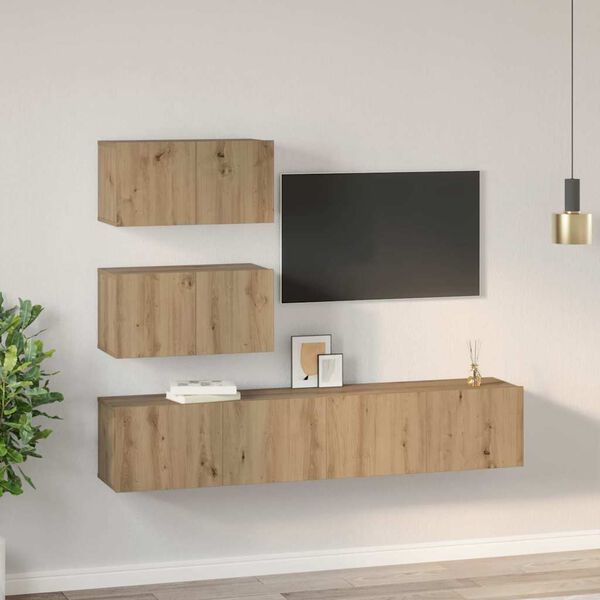 vidaXL Sestava TV skř&iacute;něk 4 pcs Artisanov&yacute; dub kompozitn&iacute; dřevo